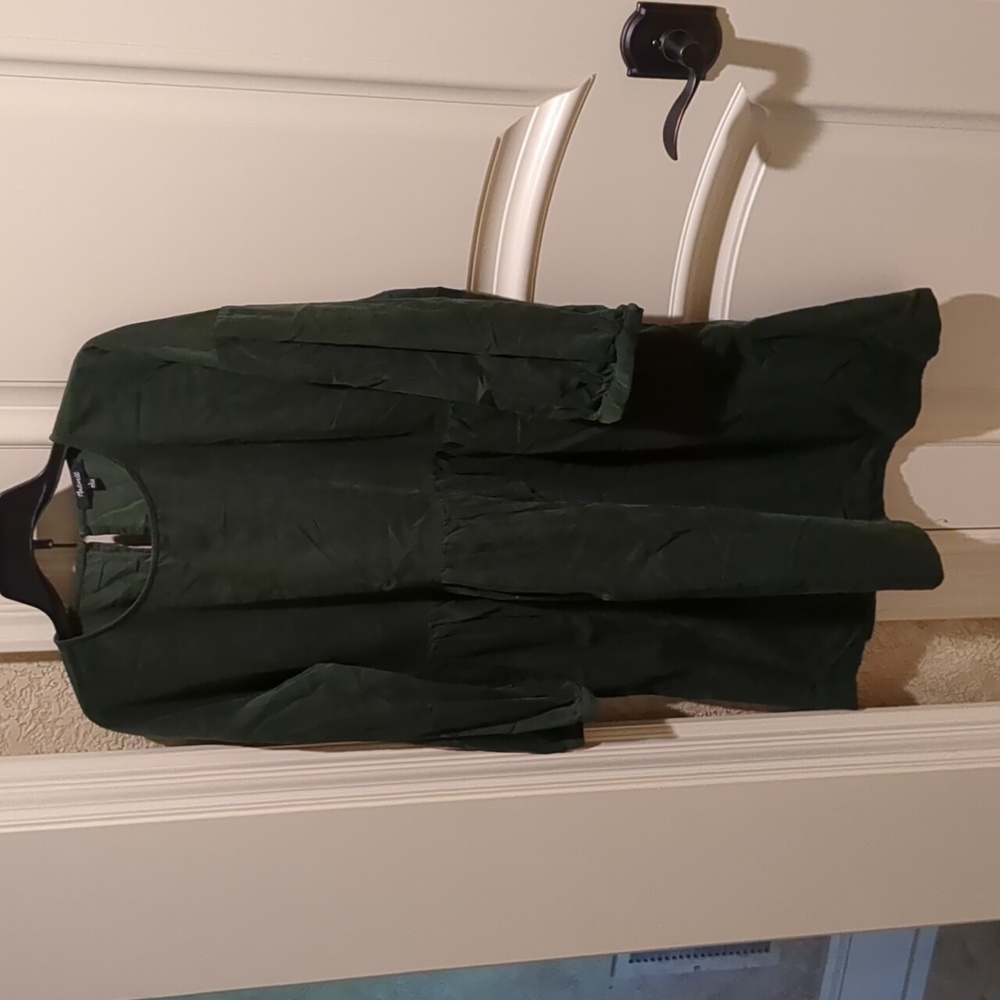 EUC forest green corduroy babydoll dress from Madewell